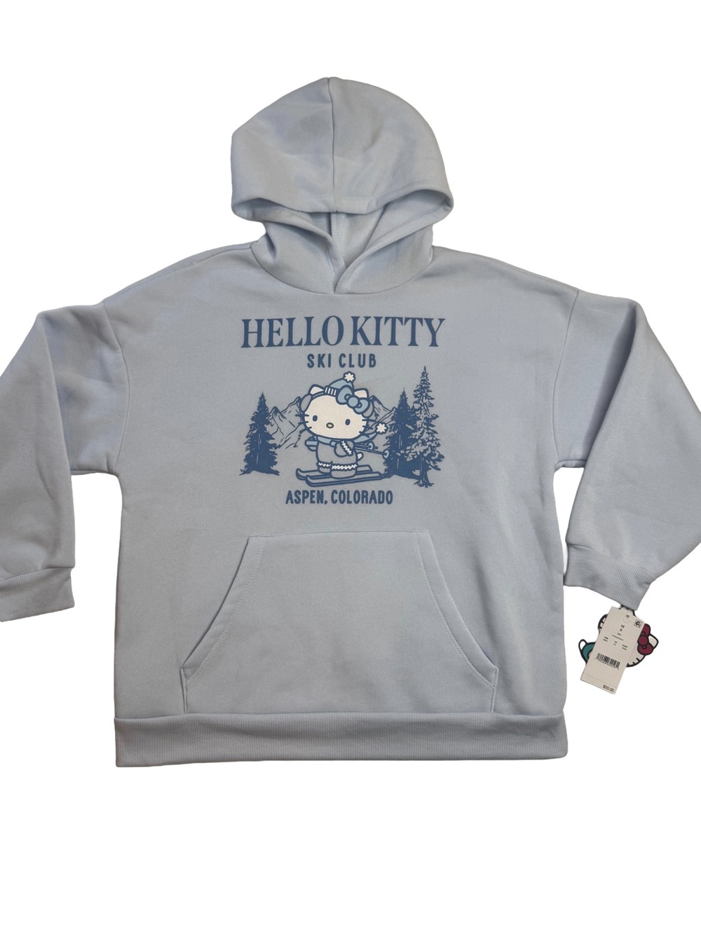 Hello Kitty Sanrio Aspen Ski Club Oversized Hoodie Winter Y2K Sky Blue Size M